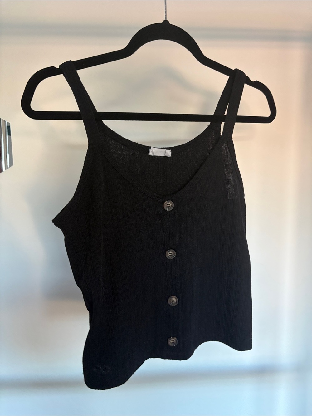 Sienna Sky Black Button-Front Ribbed Tank